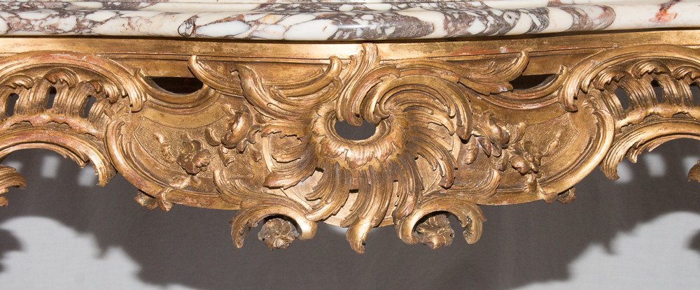 Louis XV Style Golden Wood Console Maxime Clair Late 19th Century-photo-5