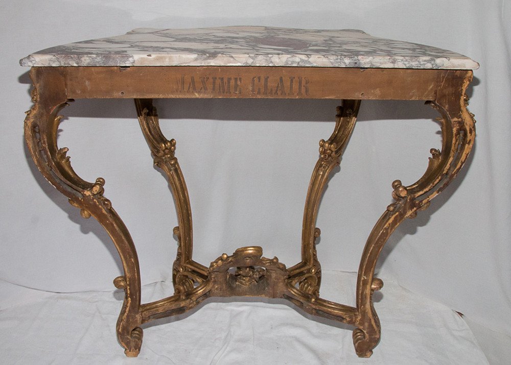 Louis XV Style Golden Wood Console Maxime Clair Late 19th Century-photo-6