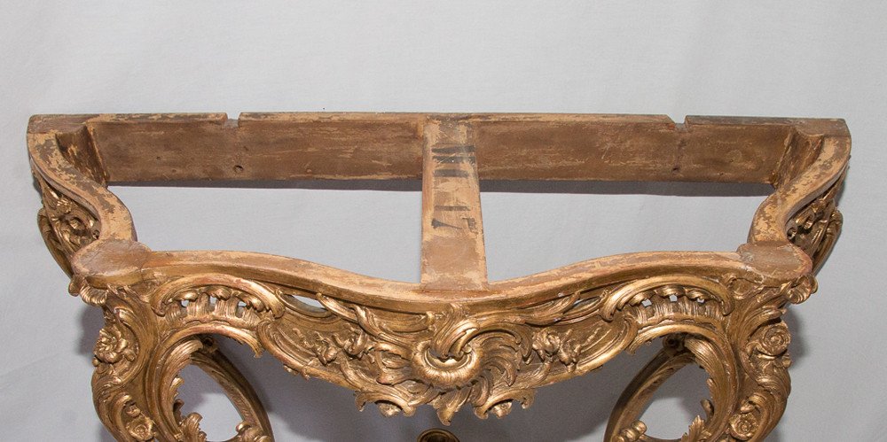 Louis XV Style Golden Wood Console Maxime Clair Late 19th Century-photo-8