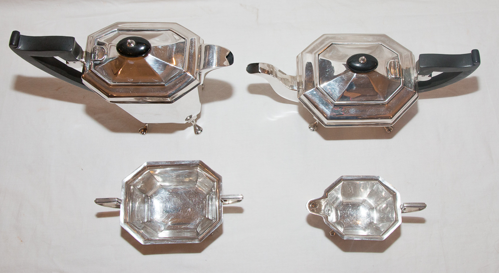 English Service, 4 Rooms, In Sterling Silver Art Deco-photo-1