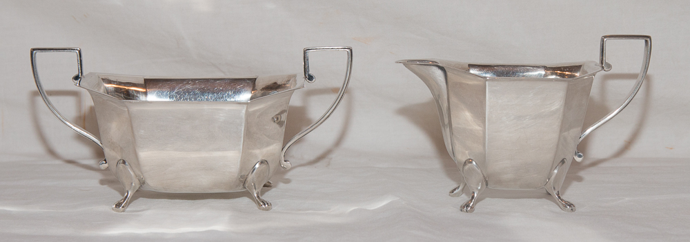 English Service, 4 Rooms, In Sterling Silver Art Deco-photo-3