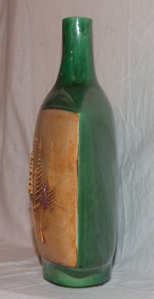 Flat Ceramic Vase Signed Vallauris Portanier Circa 1960-photo-1