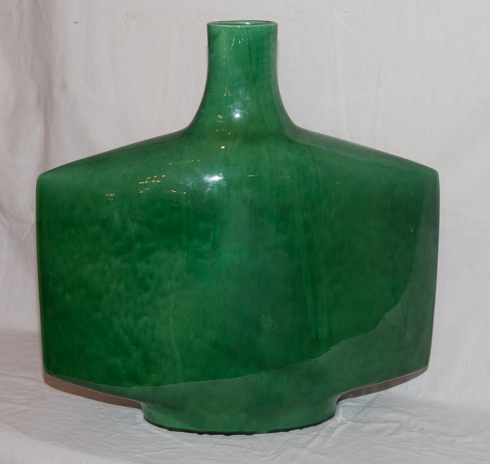 Flat Ceramic Vase Signed Vallauris Portanier Circa 1960-photo-2