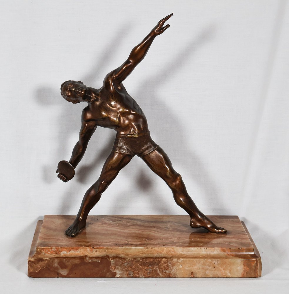Bronze Le Lanceur De Disque époque Art Déco