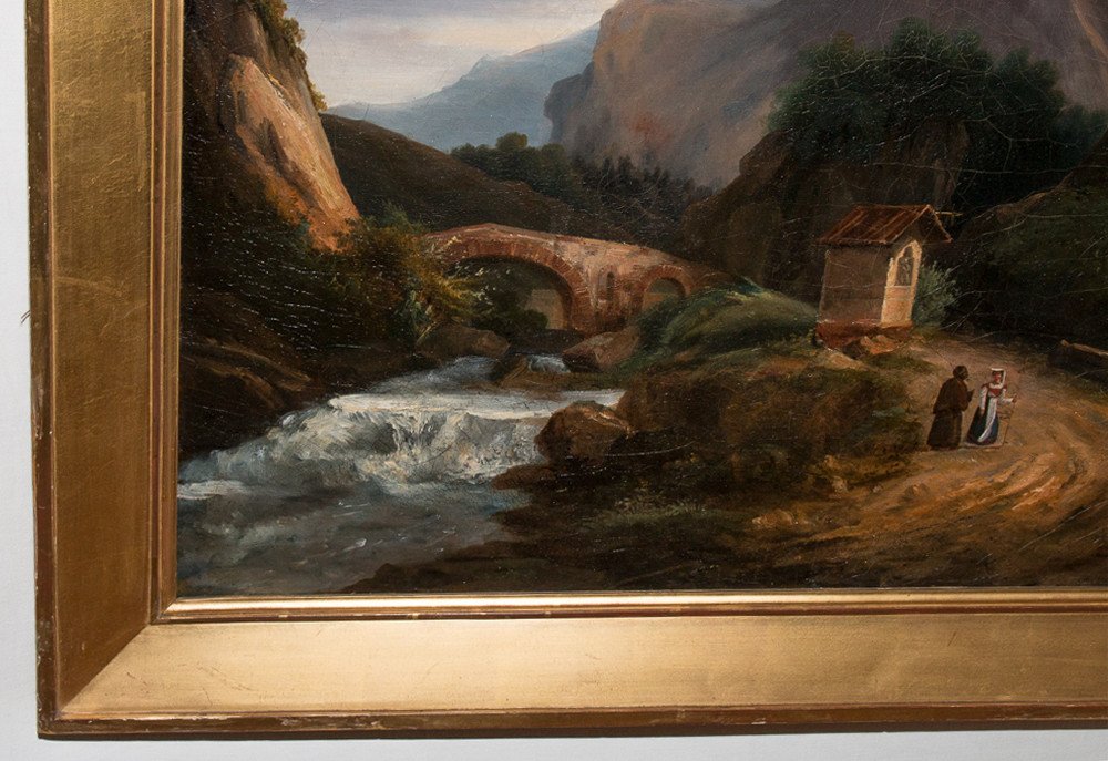 Tableau Paysage De Montagne, Italie 1820-1830-photo-2