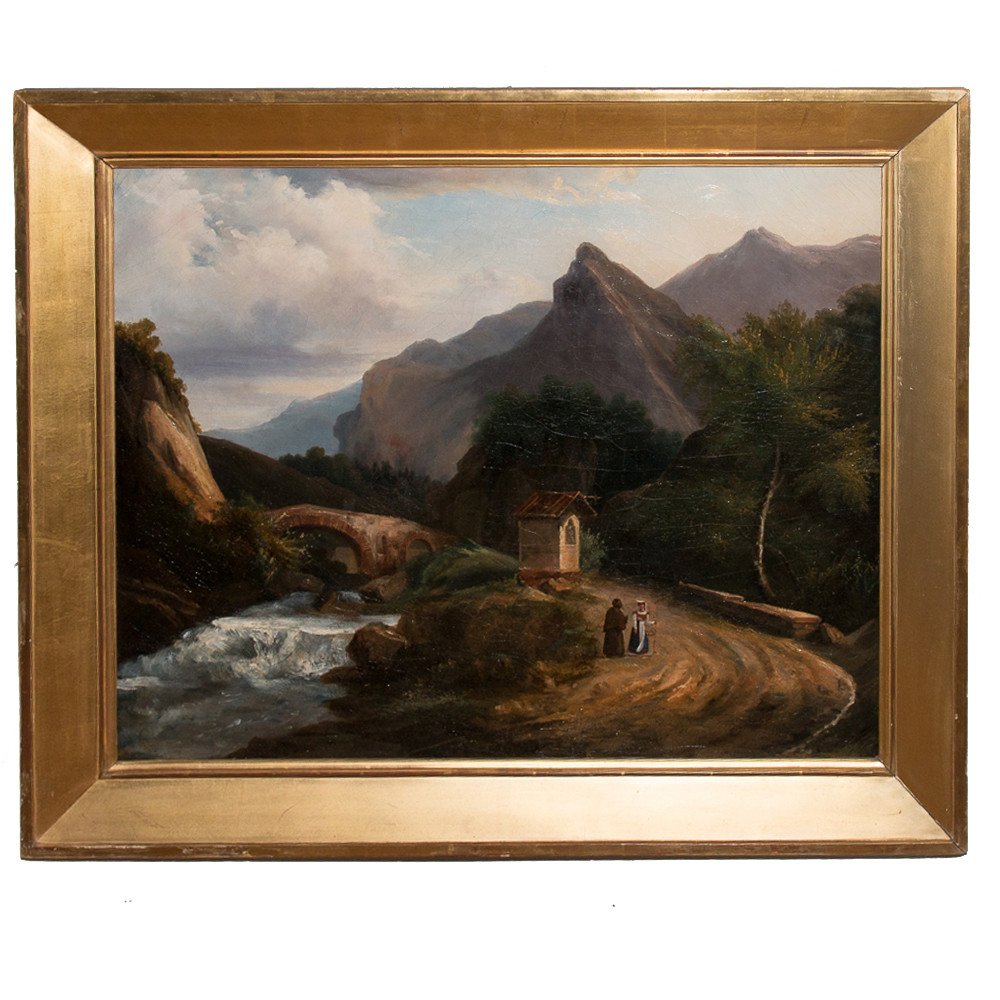Tableau Paysage De Montagne, Italie 1820-1830