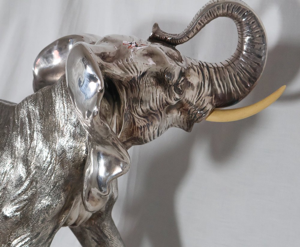 Grand éléphant En Argent Alessandro Magrino Italie Circa 1980-photo-4