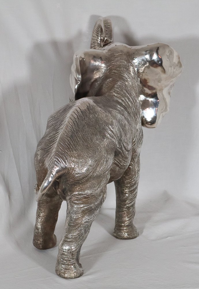 Grand éléphant En Argent Alessandro Magrino Italie Circa 1980-photo-7