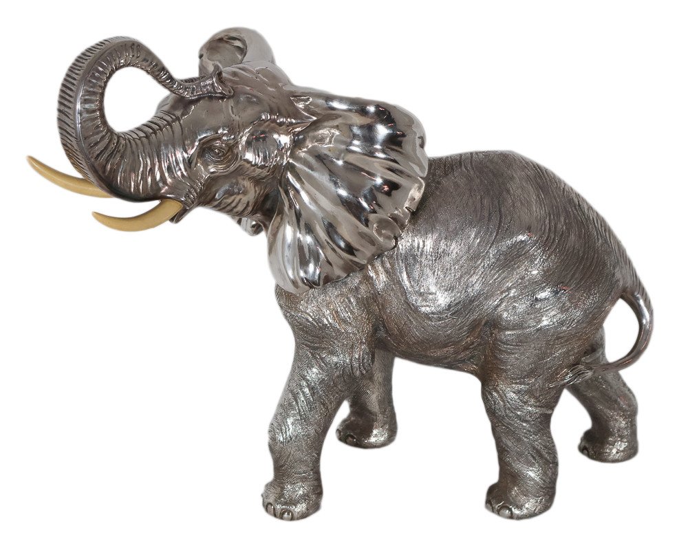 Grand éléphant En Argent Alessandro Magrino Italie Circa 1980