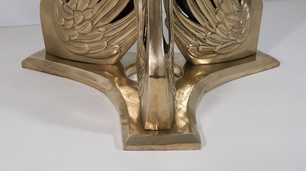Table Ronde Cygnes En Bronze Années 70 -photo-1