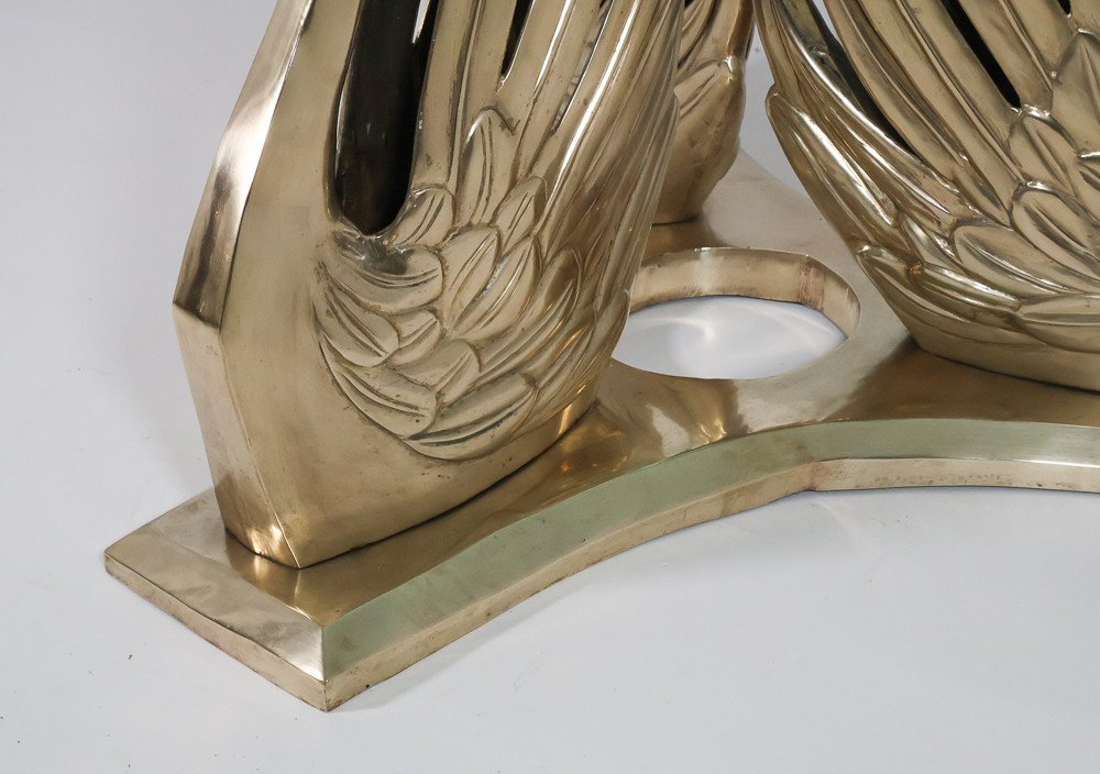 Round Swan Table In Bronze 1970s -photo-3