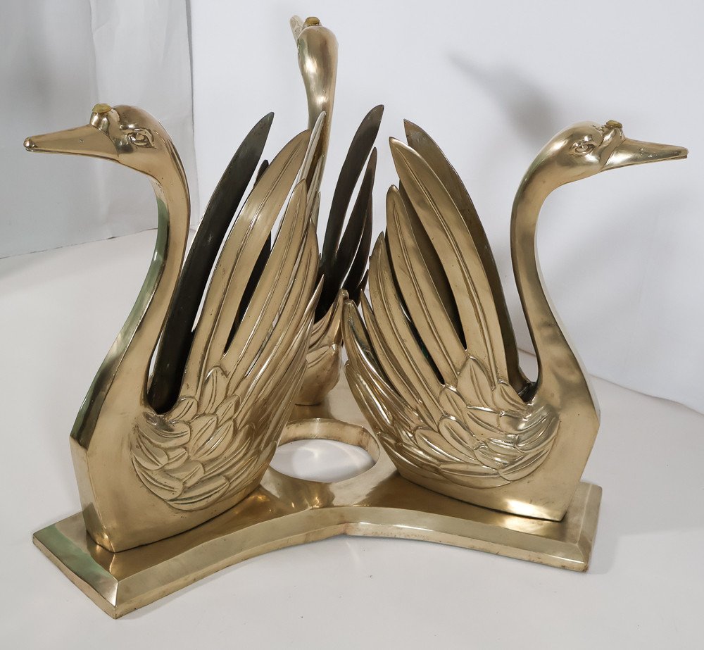 Round Swan Table In Bronze 1970s -photo-4