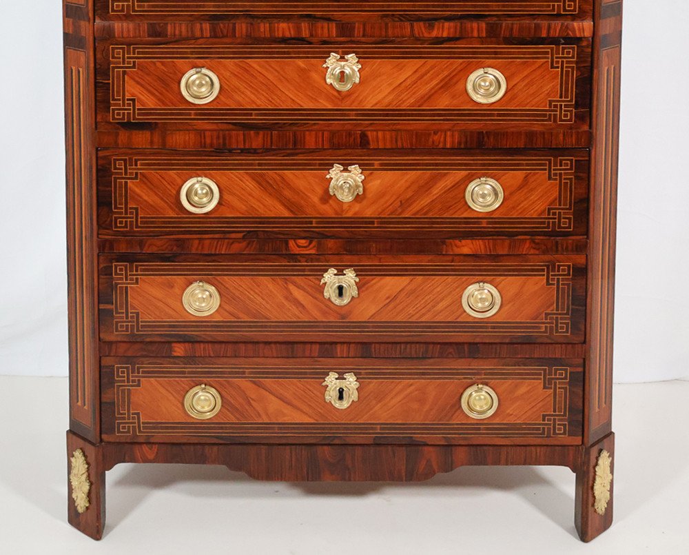 Chiffonier Secretary In Marquetry Louis XVI Period -photo-4