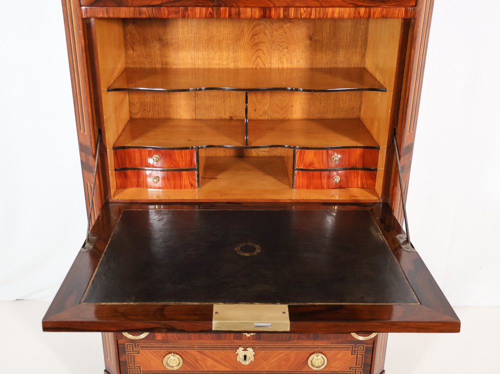 Chiffonier Secretary In Marquetry Louis XVI Period -photo-3