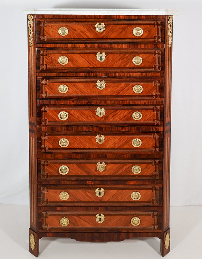 Chiffonier Secretary In Marquetry Louis XVI Period 