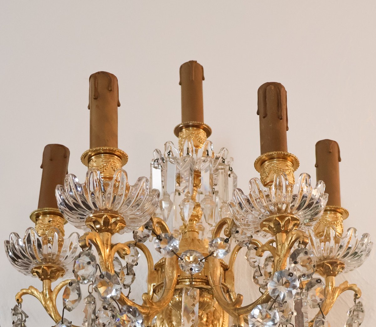 Paire D’appliques Baccarat  En Bronze Doré époque Napoléon III-photo-3