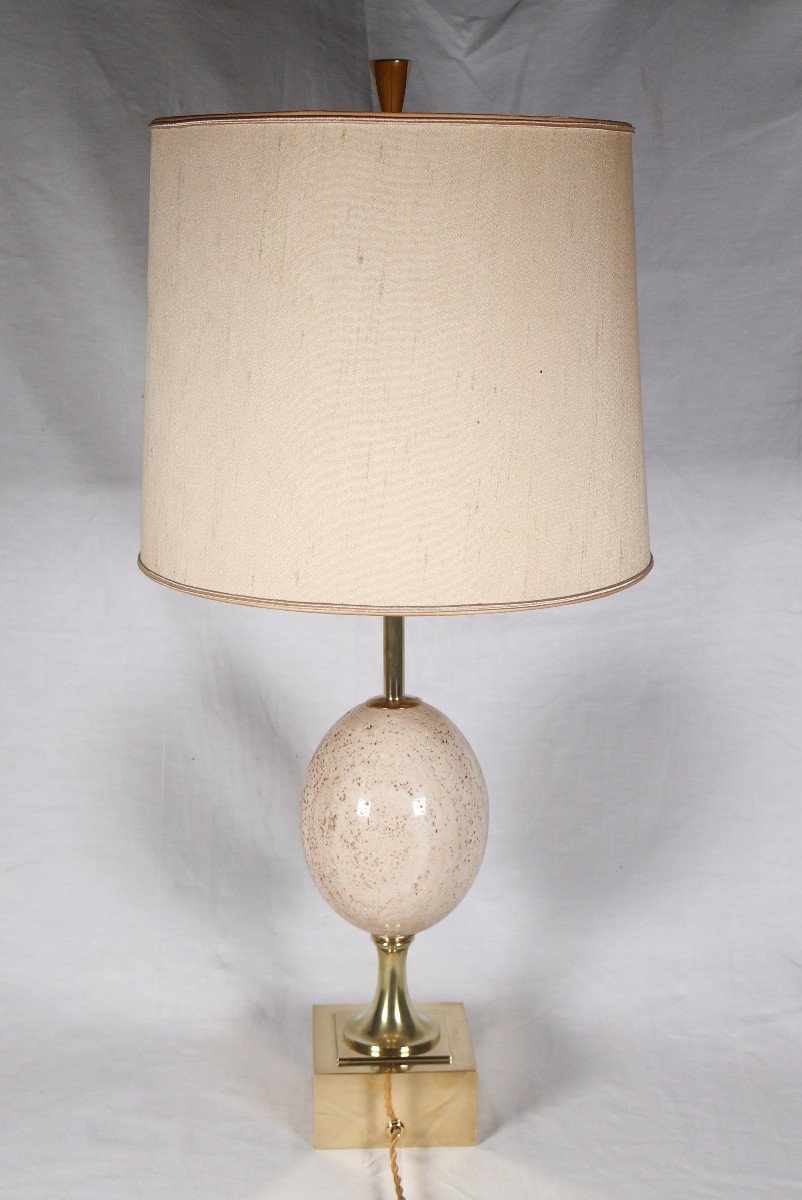 Maison Charles Lampe œuf En Travertin Années 60/70-photo-8