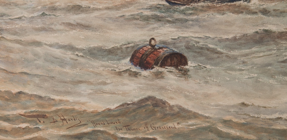 Aquarelle Marine Anglaise Signée TB Hardy 1889-photo-4
