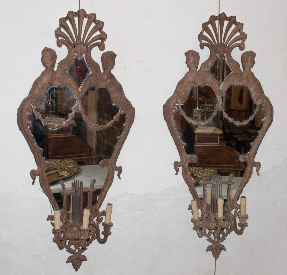 Great Wall Pair Of Mahogany Italy Circa 1850