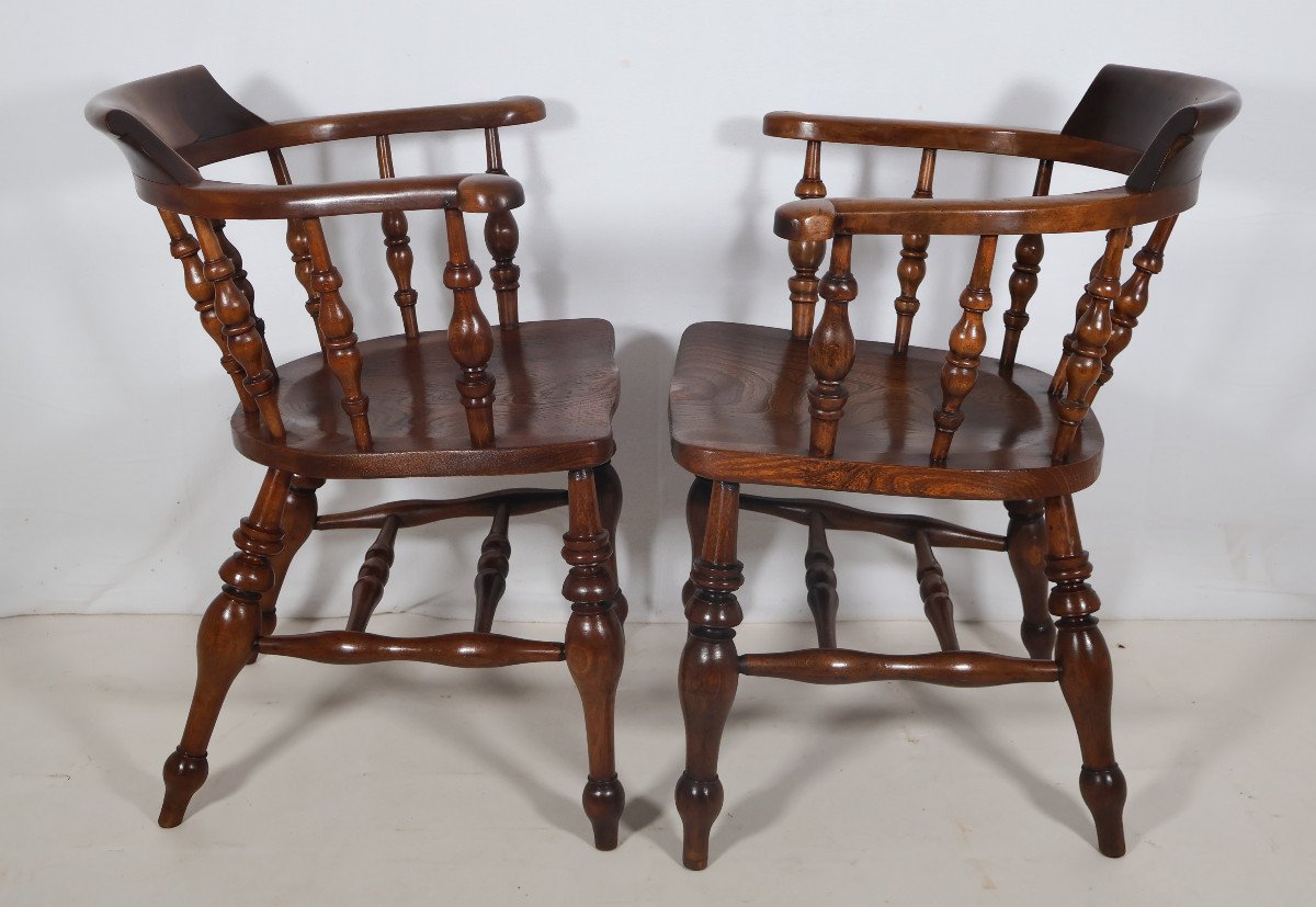 Paire De Fauteuils Anglais Style Windsor époque Victorienne-photo-1