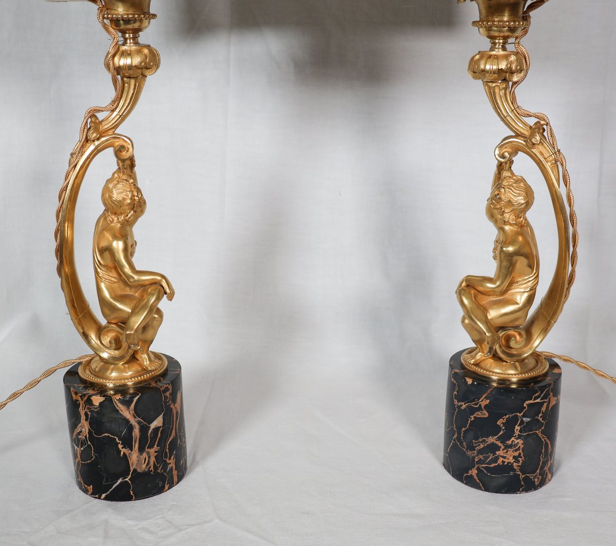 Pair Of Gilt Bronze Lamps, Napoleon III Period-photo-8