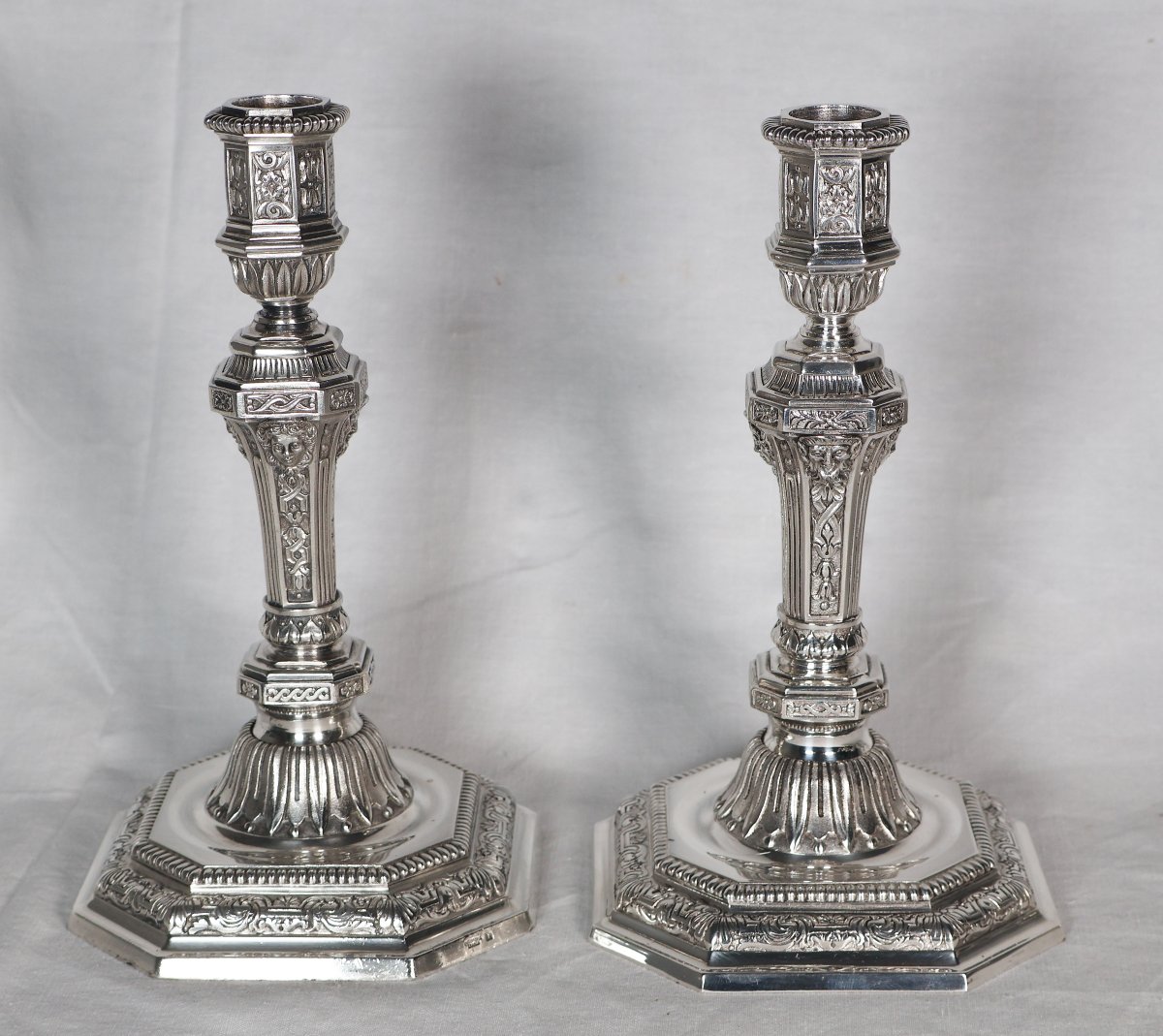 Paire de candélabres modèle Dupérier Christofle XXe siècle -photo-1