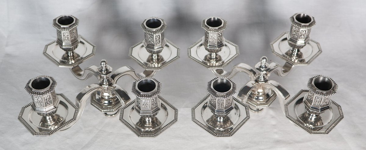 Paire de candélabres modèle Dupérier Christofle XXe siècle -photo-2