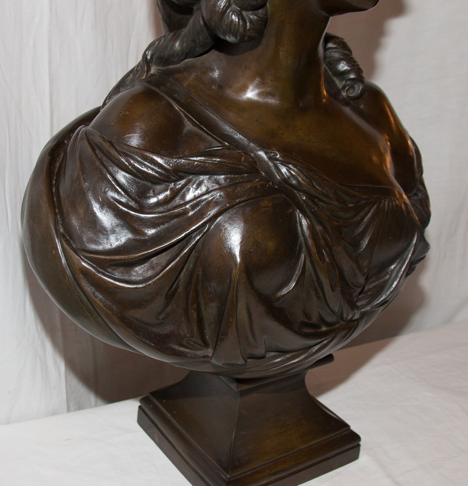 Buste en bronze La Comtesse du Barry d'Après Pajou 19ème Siècle-photo-4