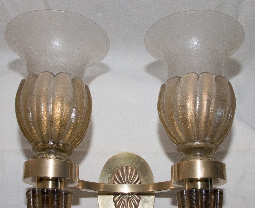 Paire d’appliques en verre de Murano  Maison Seguso années 1940-photo-2