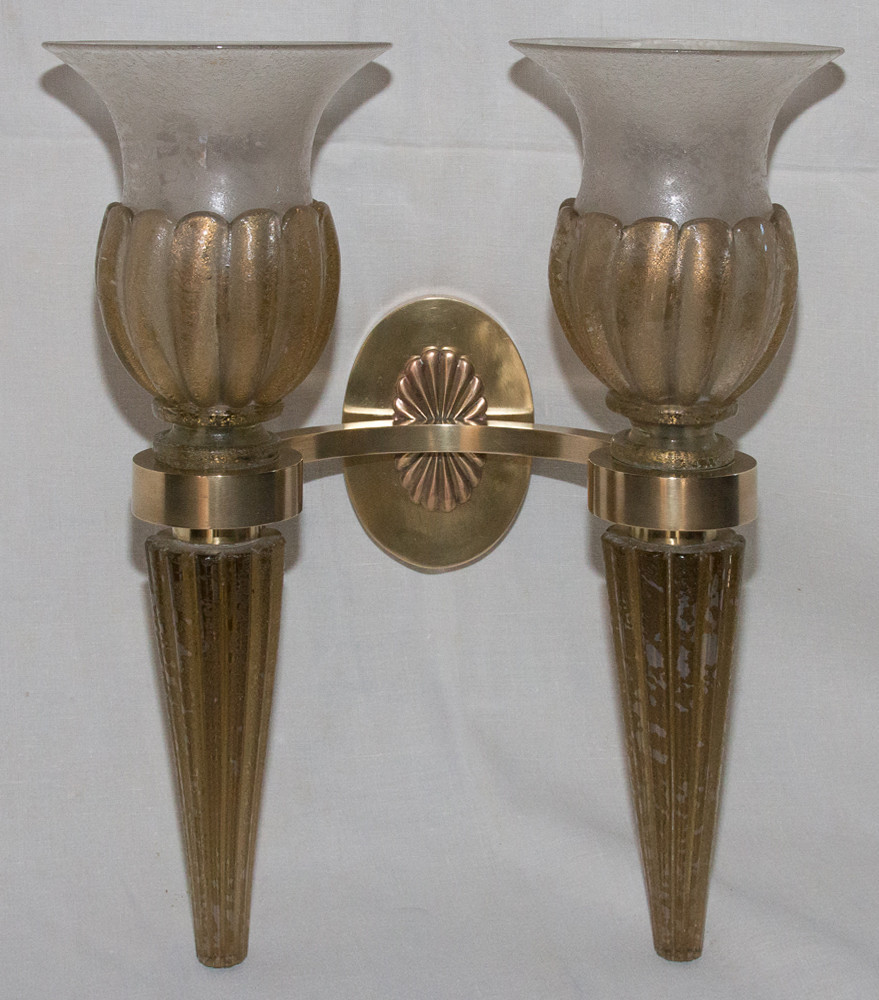 Paire d’appliques en verre de Murano  Maison Seguso années 1940-photo-4