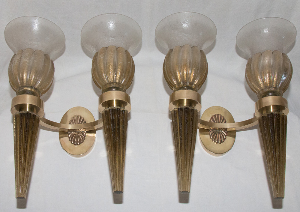 Paire d’appliques en verre de Murano  Maison Seguso années 1940-photo-8