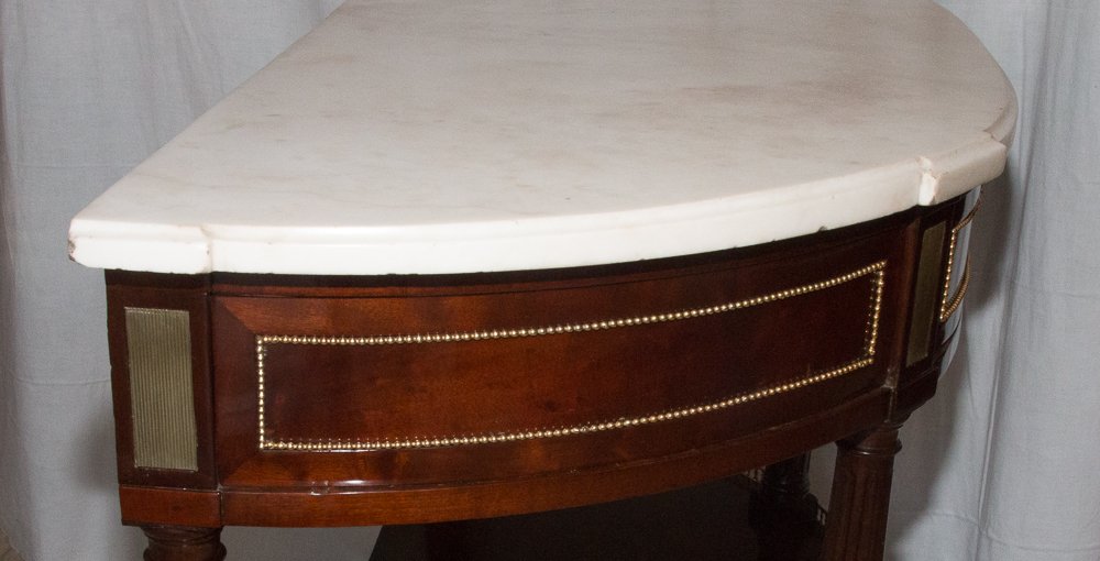 Console demi-lune en acajou d'époque Louis XVI-photo-4