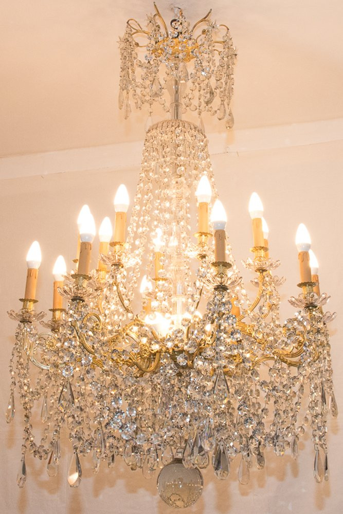 Large Gilt Bronze And Crystal Chandelier, Napoleon III Period-photo-3