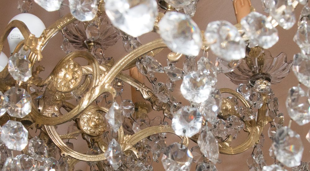 Large Gilt Bronze And Crystal Chandelier, Napoleon III Period-photo-5
