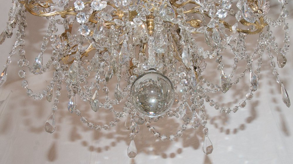 Large Gilt Bronze And Crystal Chandelier, Napoleon III Period-photo-6