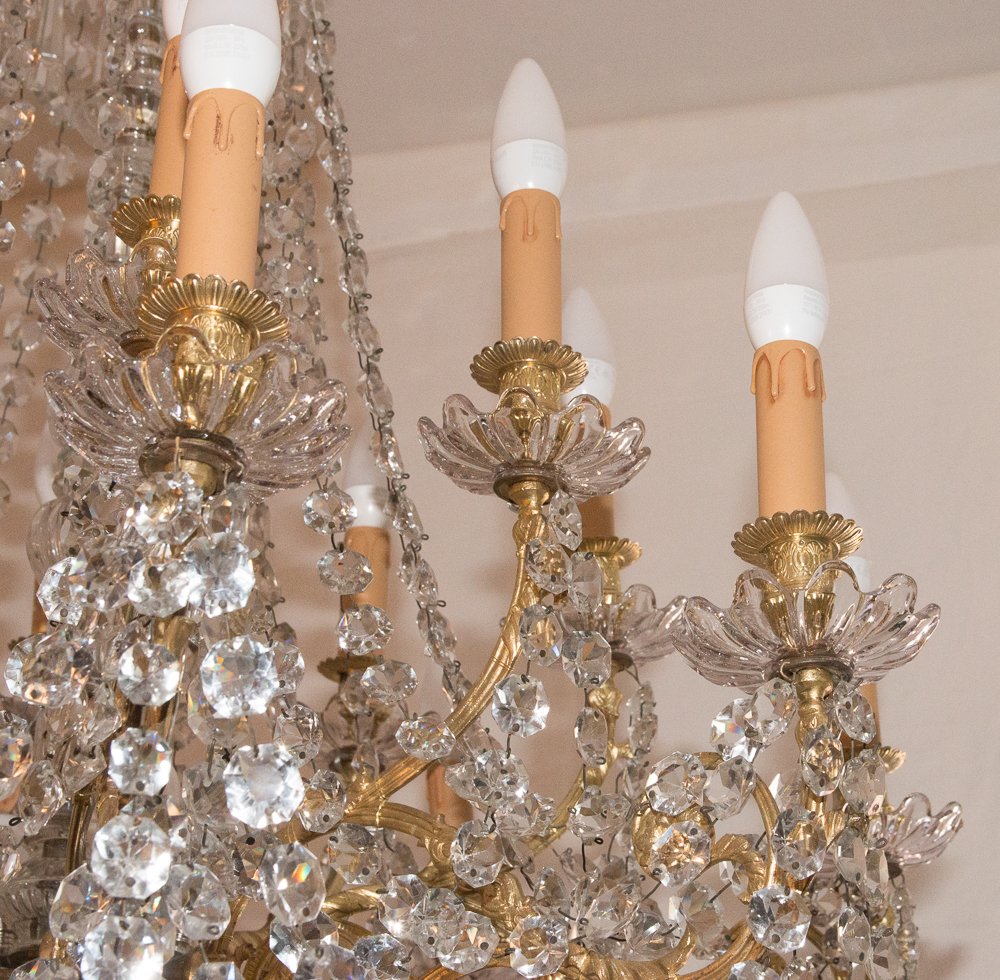 Large Gilt Bronze And Crystal Chandelier, Napoleon III Period-photo-7