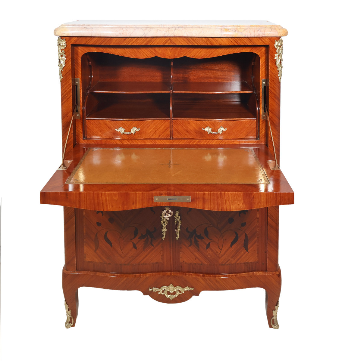  Louis XV Style Marquetry Secretary, Early 20th Century-photo-2