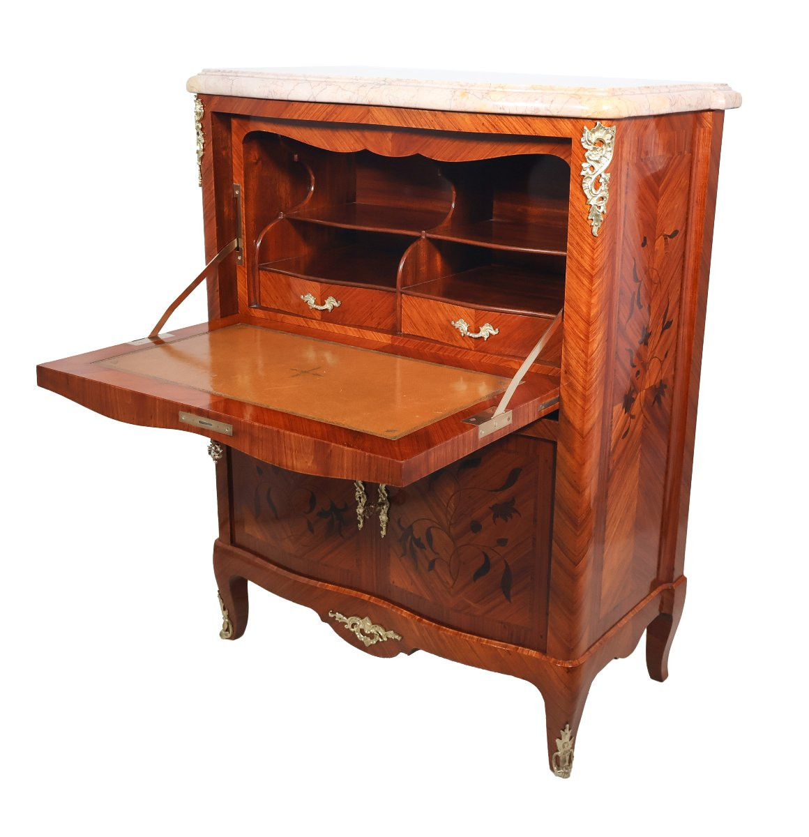  Louis XV Style Marquetry Secretary, Early 20th Century-photo-3