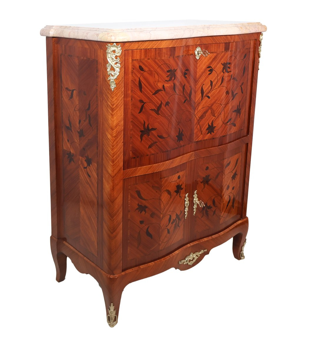  Louis XV Style Marquetry Secretary, Early 20th Century-photo-4