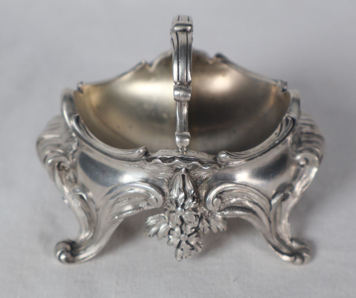 Paire de salières en argent massif fin XIXe-photo-3