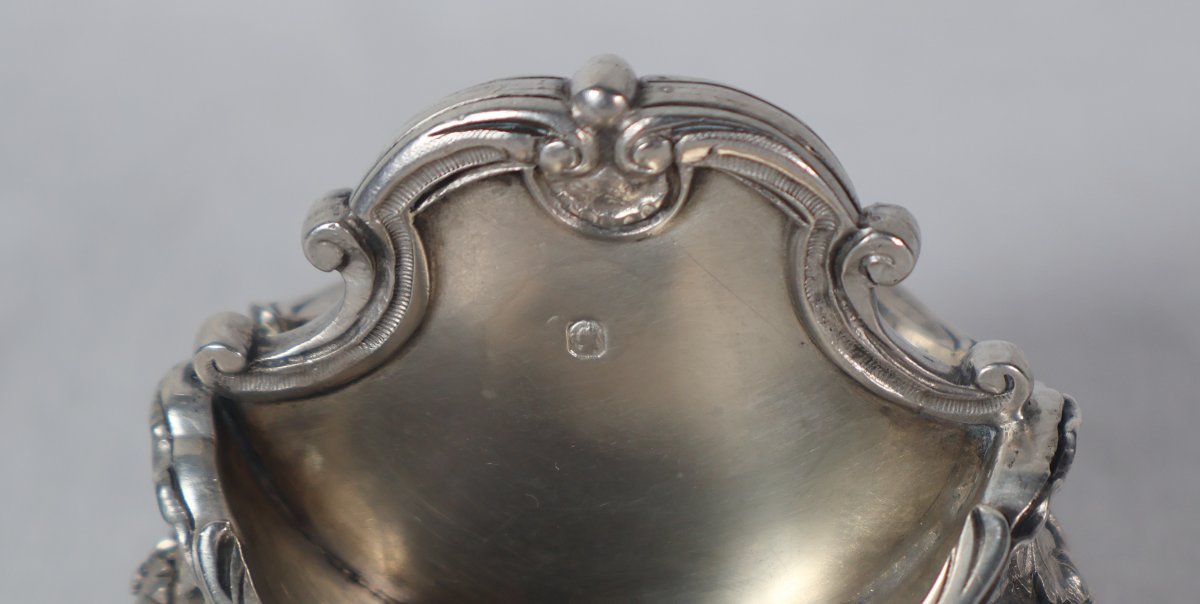 Paire de salières en argent massif fin XIXe-photo-2