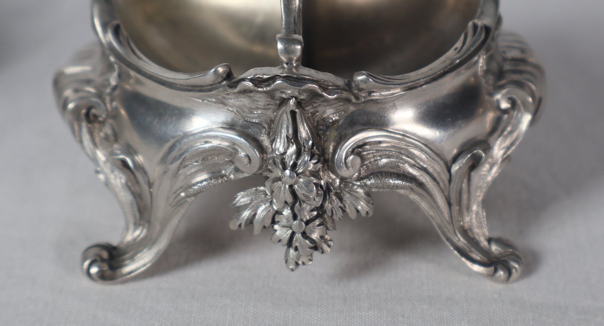 Paire de salières en argent massif fin XIXe-photo-3