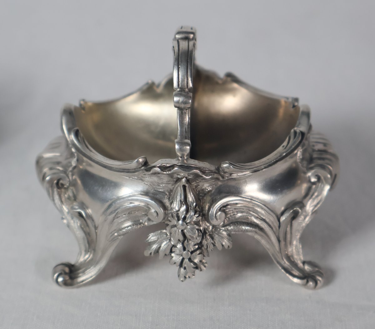 Paire de salières en argent massif fin XIXe-photo-4