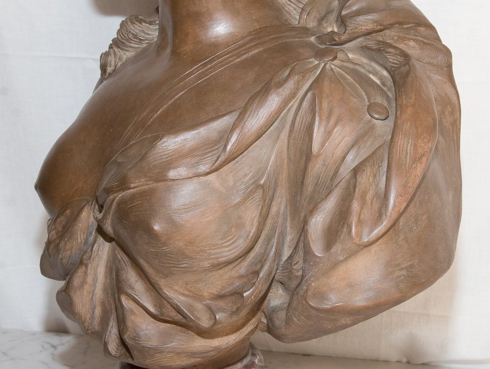 Madame Du Barry After Caffiéri In Terracotta, 19th Century -photo-2
