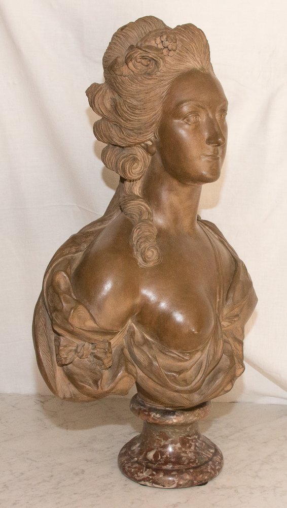 Madame Du Barry After Caffiéri In Terracotta, 19th Century -photo-7