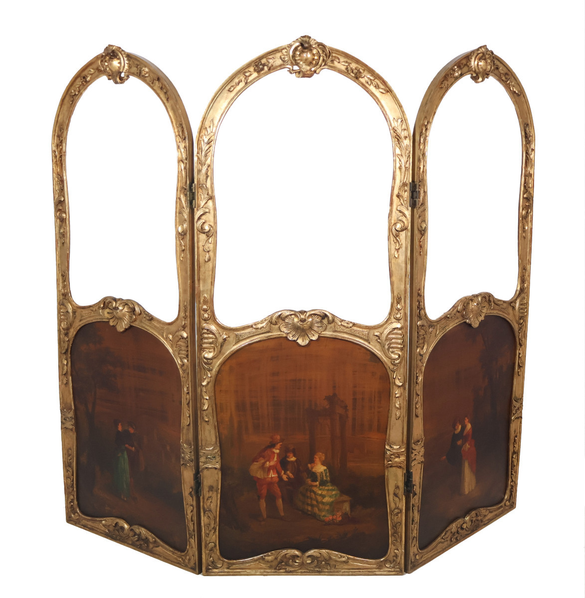 Paravent en bois doré style Louis XV fin XIXe -photo-2