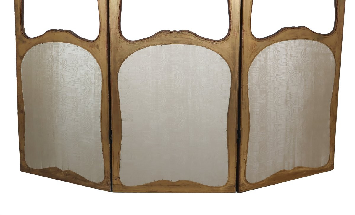 Paravent en bois doré style Louis XV fin XIXe -photo-5