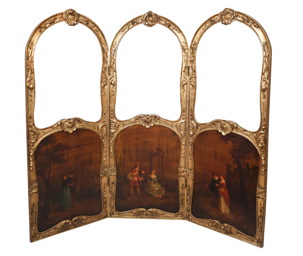 Paravent en bois doré style Louis XV fin XIXe 