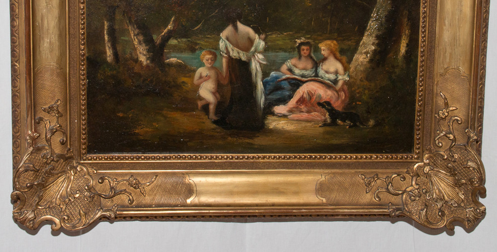 Huile sur toile, école de Barbizon, XIXe siècle-photo-3