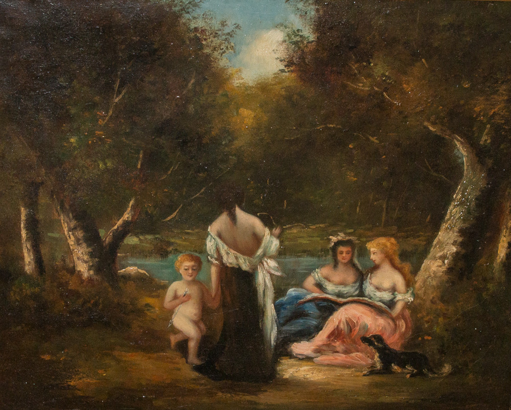 Huile sur toile, école de Barbizon, XIXe siècle-photo-4